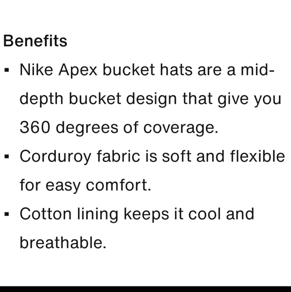 NWT Unisex Nike Apex Corduroy Bucket Hat - Picture 4 of 4